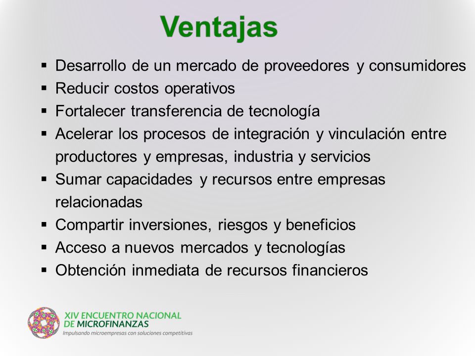 Ventajas Desarrollo de un mercado de proveedores y consumidores