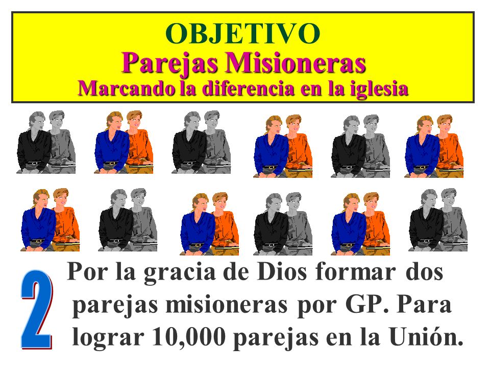 OBJETIVO Parejas Misioneras Marcando la diferencia en la iglesia