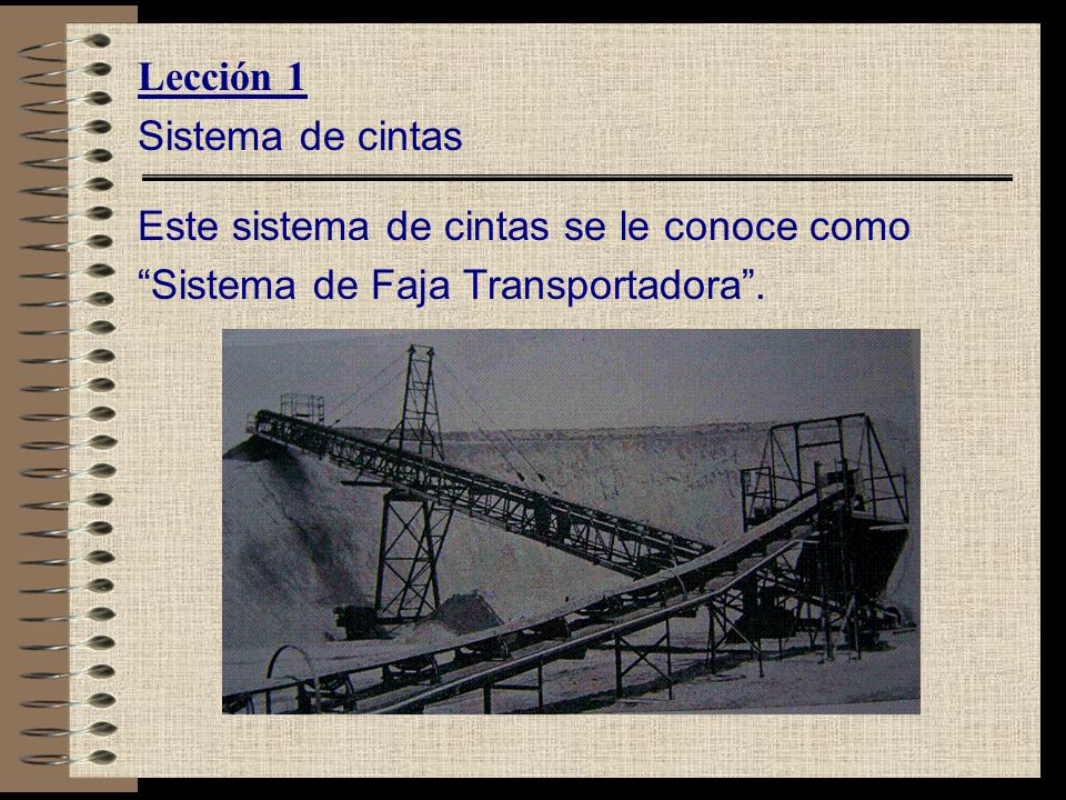 Lección 1 Sistema de cintas. Este sistema de cintas se le conoce como.