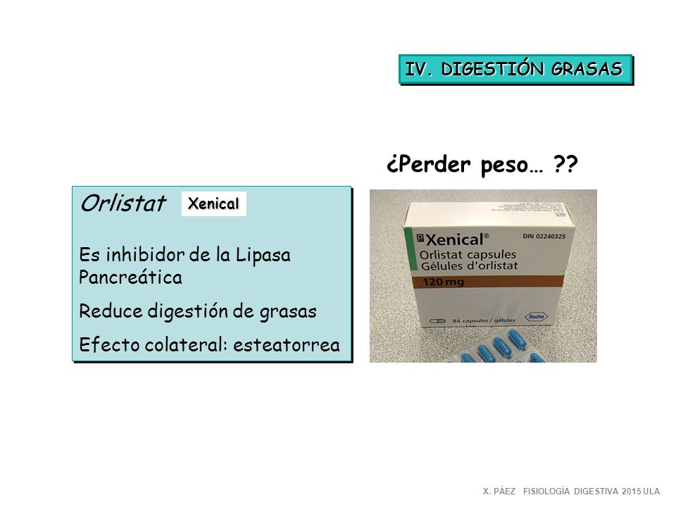 ¿Perder peso… Orlistat Es inhibidor de la Lipasa Pancreática