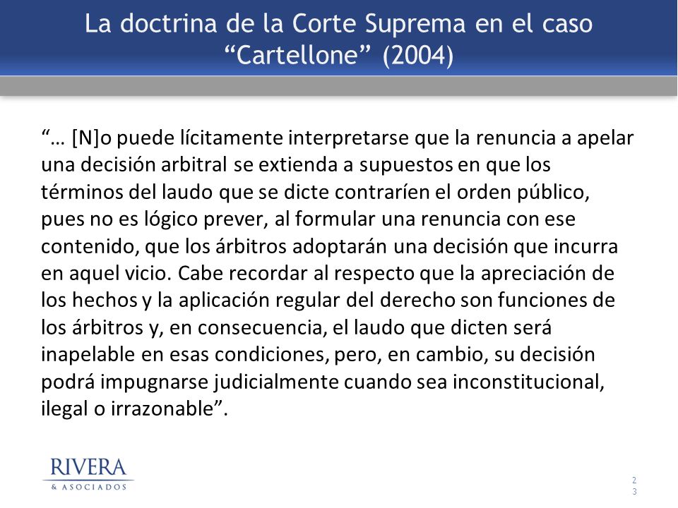La doctrina de la Corte Suprema en el caso Cartellone (2004)
