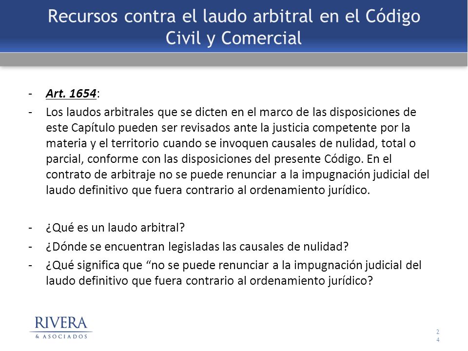 Recursos contra el laudo arbitral en el Código Civil y Comercial