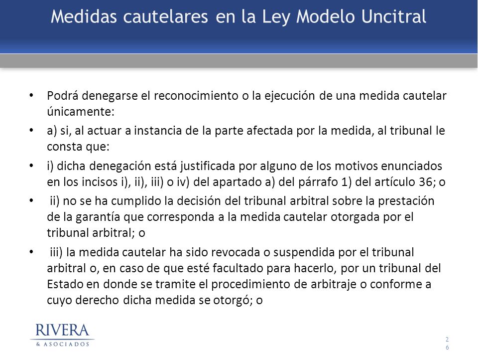 Medidas cautelares en la Ley Modelo Uncitral