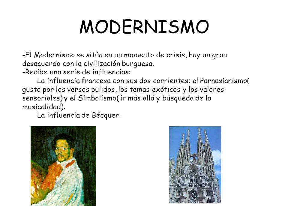 MODERNISMO -El Modernismo se sitúa en un momento de crisis, hay un gran desacuerdo con la civilización burguesa.