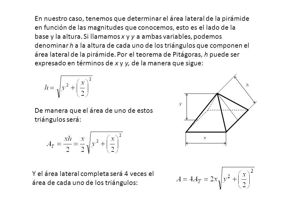 De manera que el área de uno de estos triángulos será: