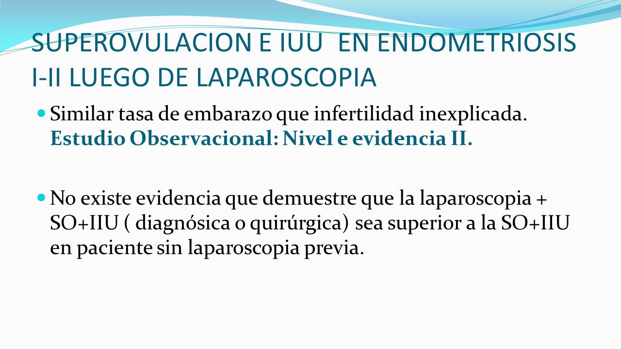 SUPEROVULACION E IUU EN ENDOMETRIOSIS I-II LUEGO DE LAPAROSCOPIA