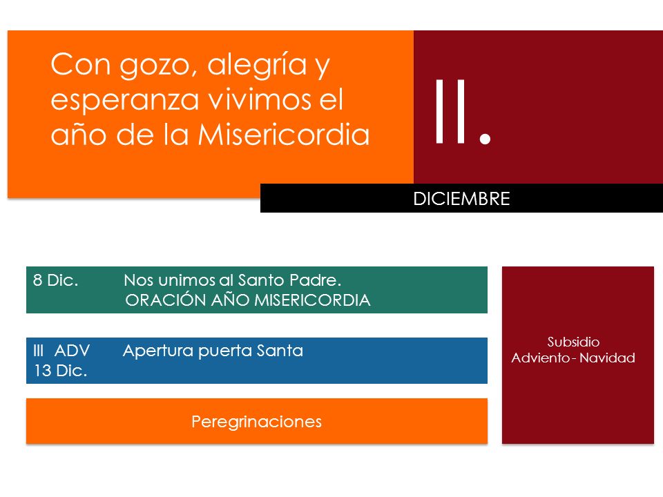 II. Con gozo, alegría y esperanza vivimos el año de la Misericordia
