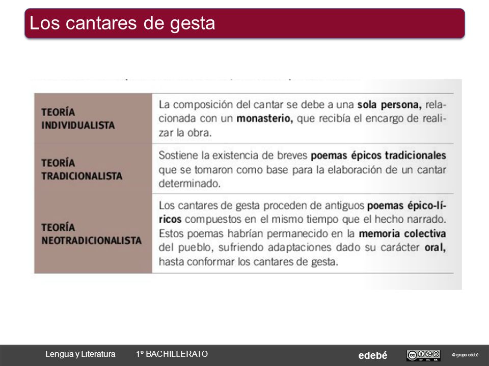 Los cantares de gesta edebé Lengua y Literatura 1º BACHILLERATO