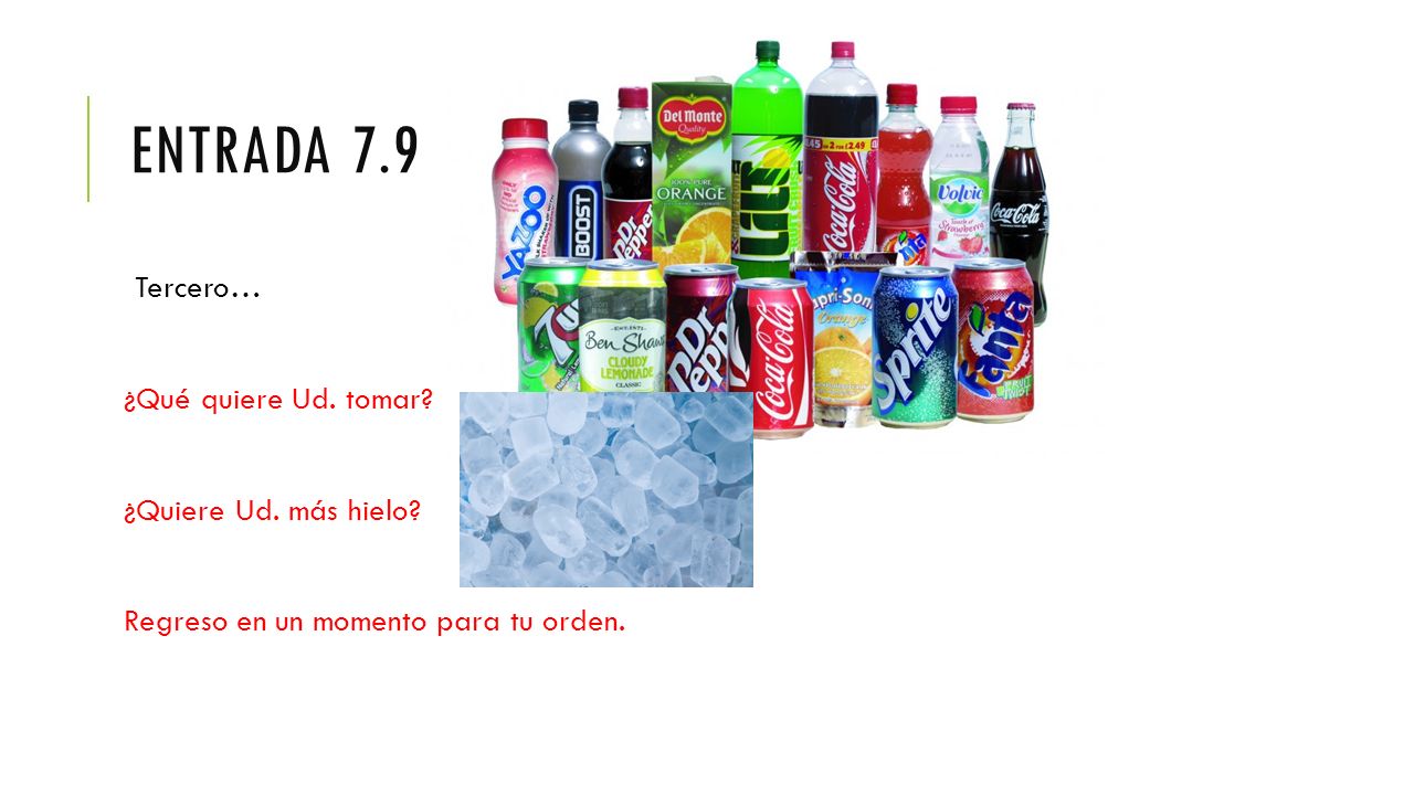 Entrada 7.9 Tercero… ¿Qué quiere Ud. tomar ¿Quiere Ud. más hielo