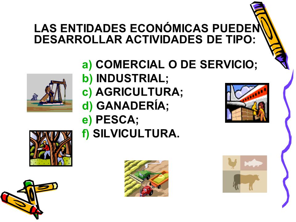 LAS ENTIDADES ECONÓMICAS PUEDEN DESARROLLAR ACTIVIDADES DE TIPO: