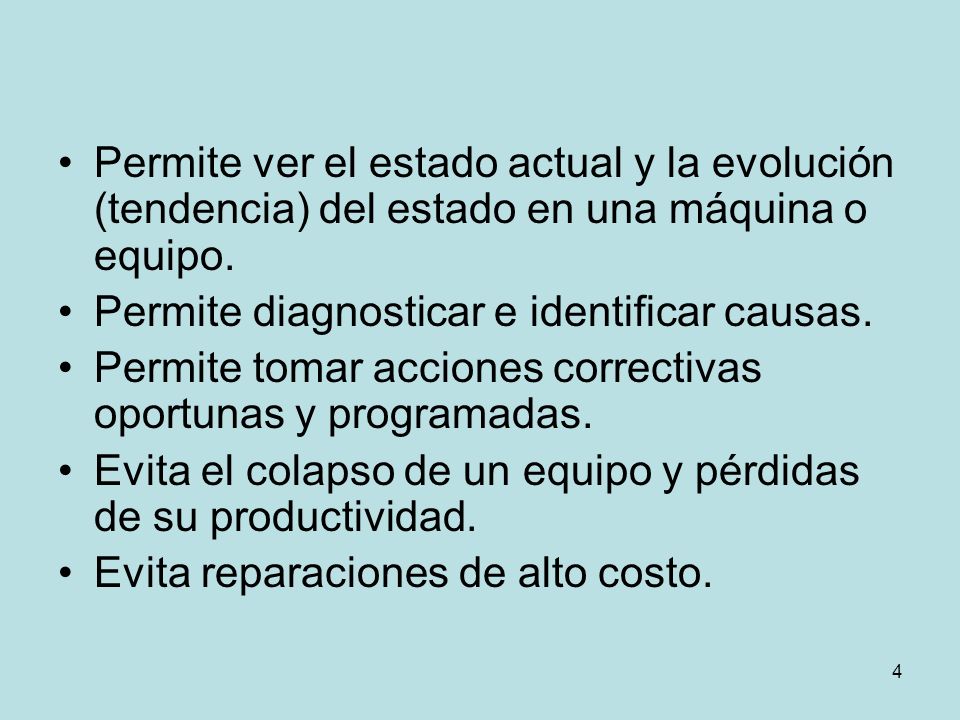 Permite ver el estado actual y la evolución (tendencia) del estado en una máquina o equipo.