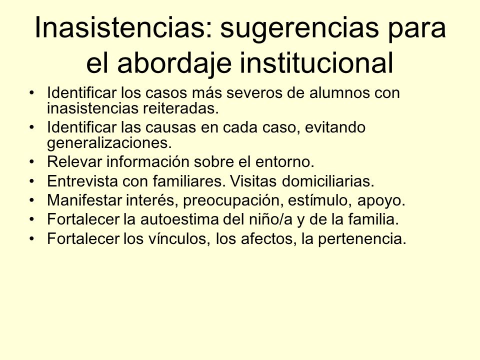 Inasistencias: sugerencias para el abordaje institucional