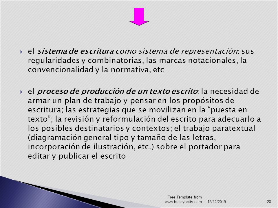 el sistema de escritura como sistema de representación: sus regularidades y combinatorias, las marcas notacionales, la convencionalidad y la normativa, etc