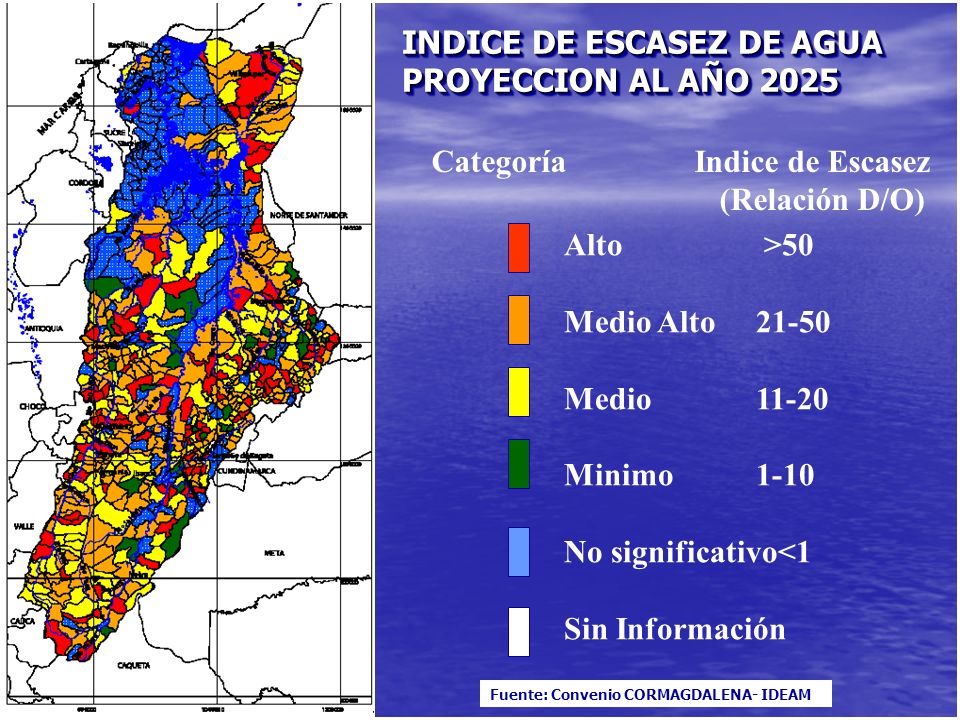 INDICE DE ESCASEZ DE AGUA PROYECCION AL AÑO 2025