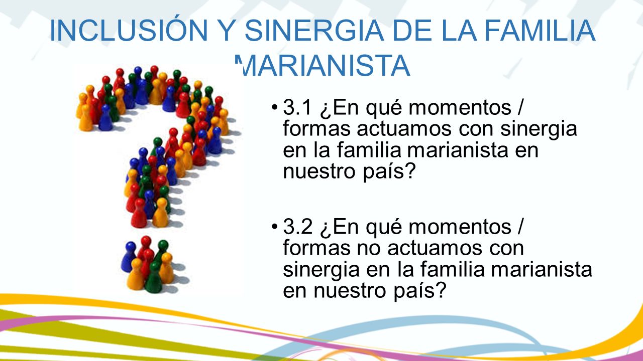 3.1 ¿En qué momentos / formas actuamos con sinergia en la familia marianista en nuestro país