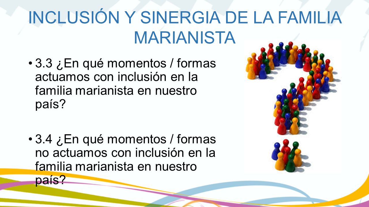 3.3 ¿En qué momentos / formas actuamos con inclusión en la familia marianista en nuestro país