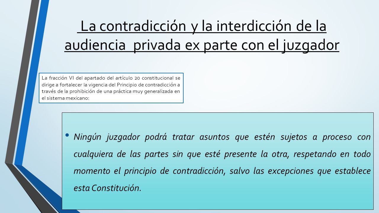 La contradicción y la interdicción de la audiencia privada ex parte con el juzgador