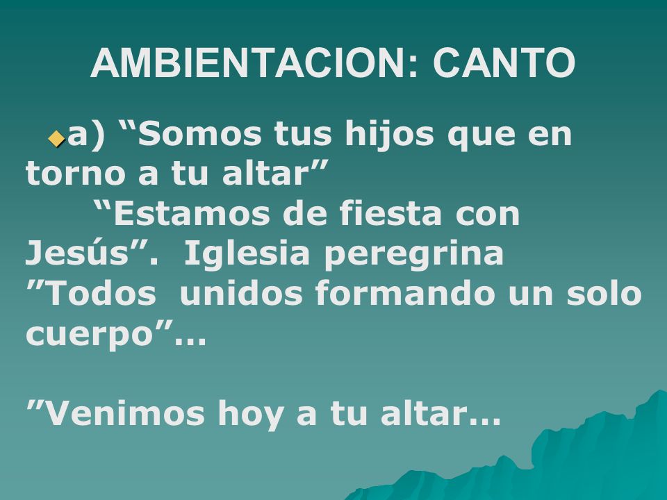 AMBIENTACION: CANTO Estamos de fiesta con Jesús . Iglesia peregrina
