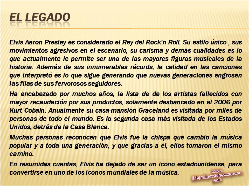 Elvis Aaron Presley es considerado el Rey del Rock n Roll