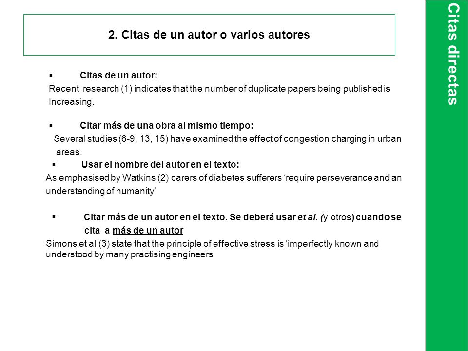 2. Citas de un autor o varios autores