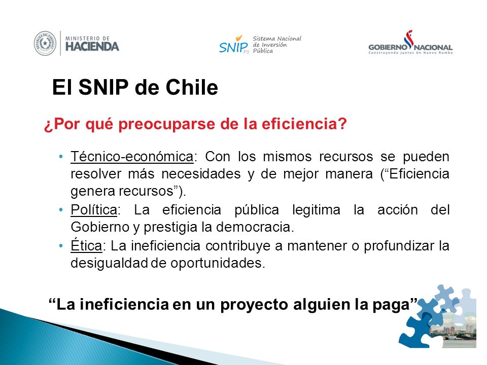 El SNIP de Chile ¿Por qué preocuparse de la eficiencia