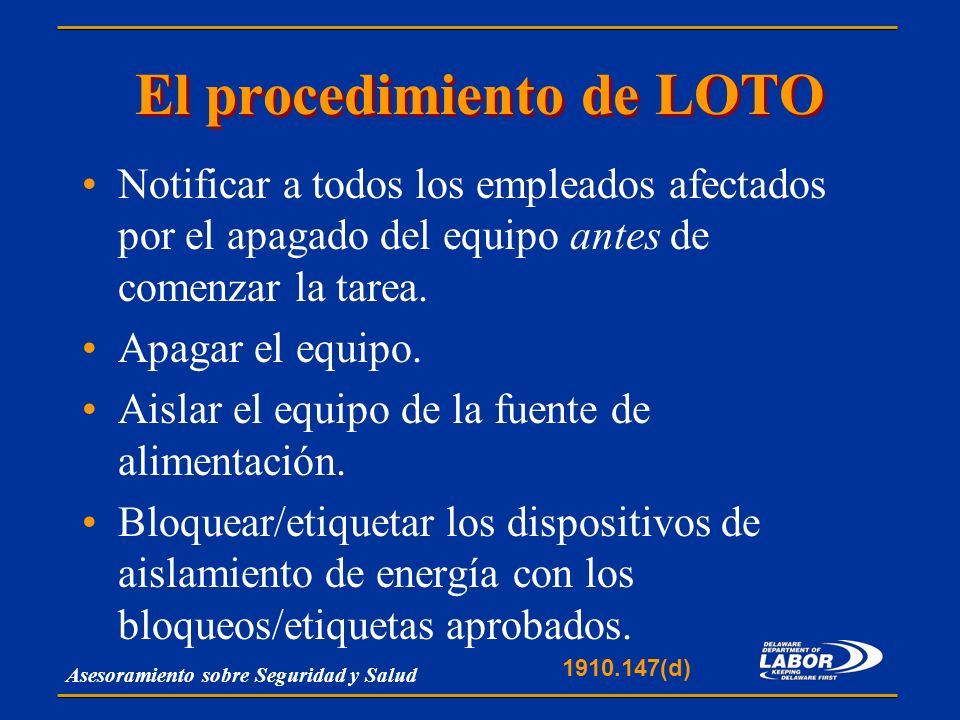 El procedimiento de LOTO
