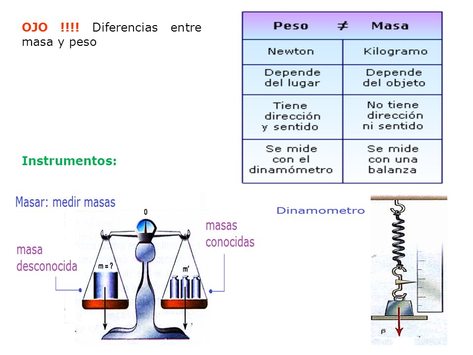 OJO !!!! Diferencias entre masa y peso Instrumentos: