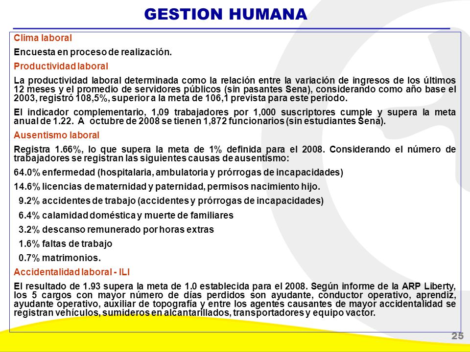 GESTION HUMANA Clima laboral Encuesta en proceso de realización.