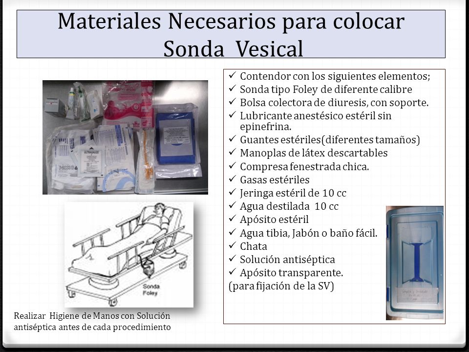 Materiales Necesarios para colocar Sonda Vesical