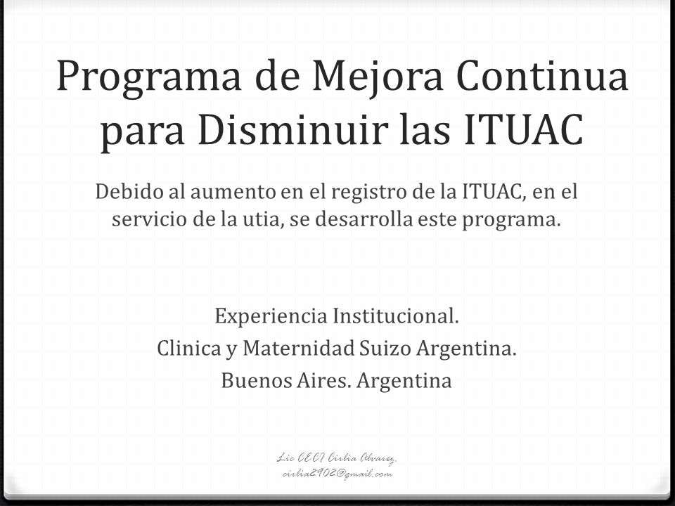Programa de Mejora Continua para Disminuir las ITUAC