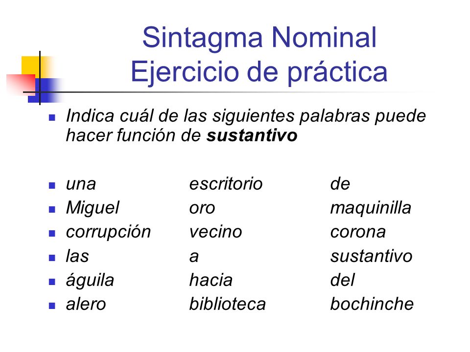 Sintagma Nominal Ejercicio de práctica