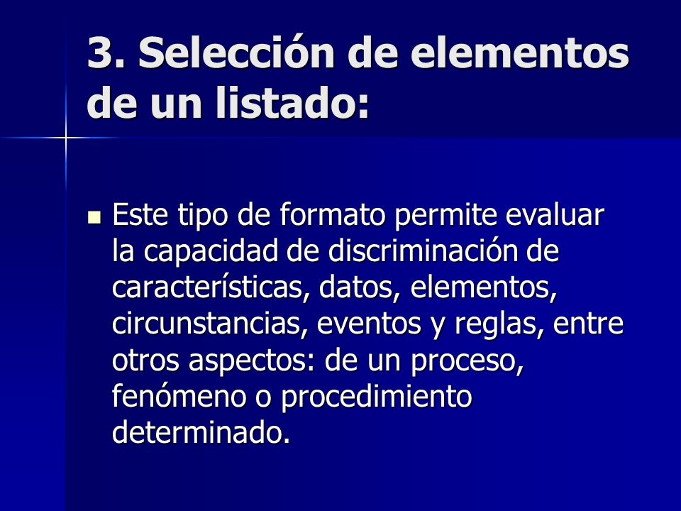 3. Selección de elementos de un listado: