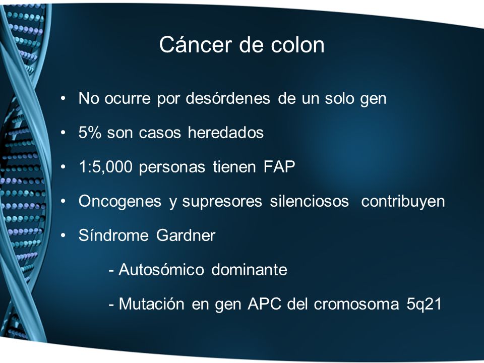 Cáncer de colon No ocurre por desórdenes de un solo gen