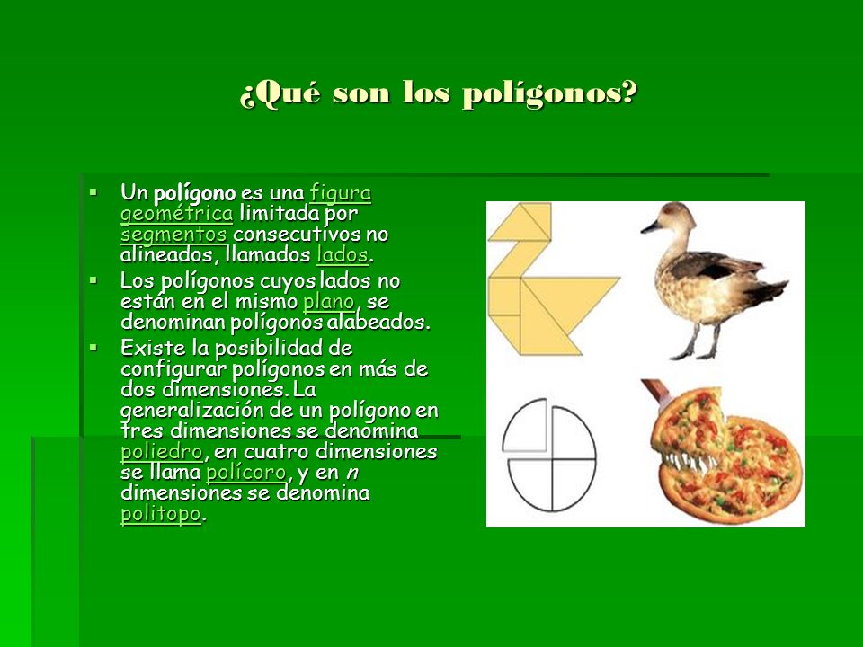 ¿Qué son los polígonos Un polígono es una figura geométrica limitada por segmentos consecutivos no alineados, llamados lados.