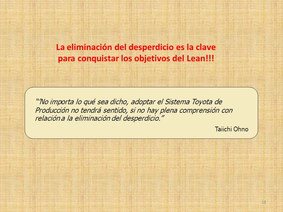 La eliminación del desperdicio es la clave para conquistar los objetivos del Lean!!!