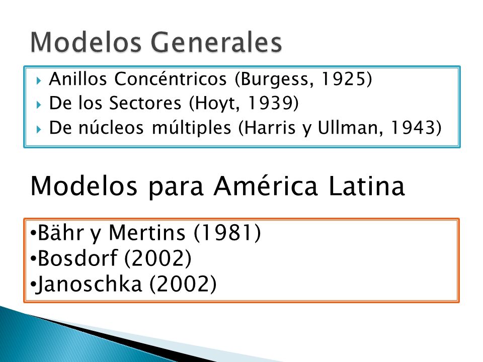 Modelos Generales Modelos para América Latina Bähr y Mertins (1981)