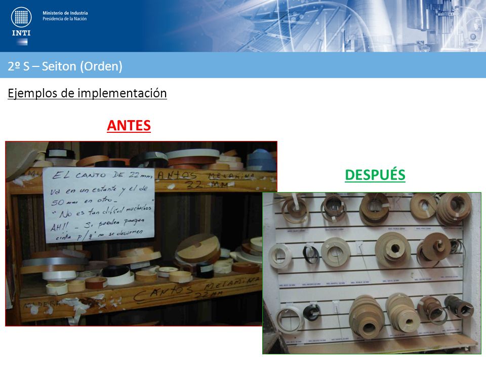 2º S – Seiton (Orden) Ejemplos de implementación ANTES DESPUÉS