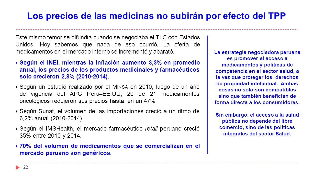 Los precios de las medicinas no subirán por efecto del TPP