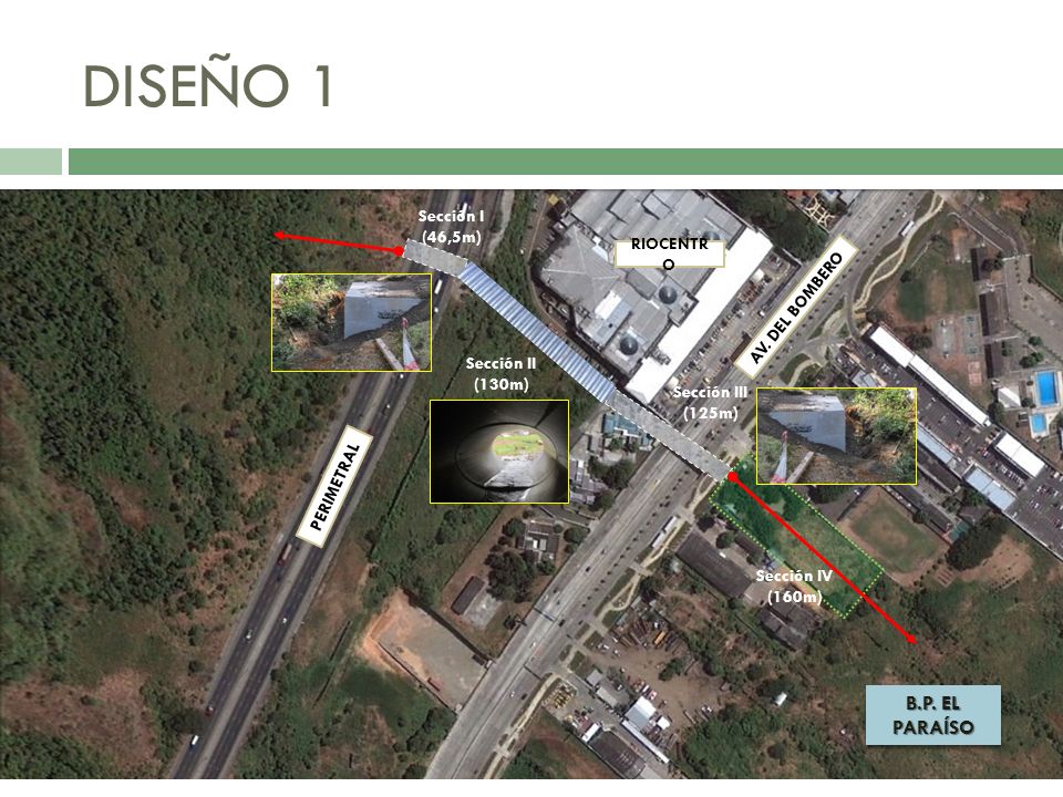 DISEÑO 1 B.P. EL PARAÍSO Sección I (46,5m) RIOCENTRO AV. DEL BOMBERO