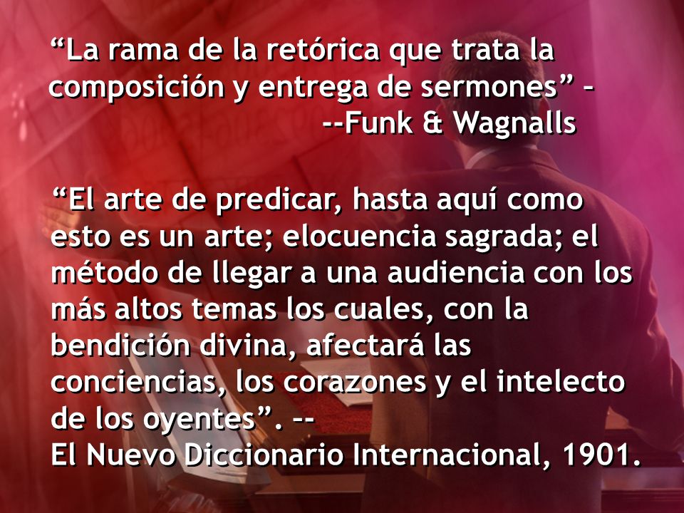 La rama de la retórica que trata la composición y entrega de sermones – --Funk & Wagnalls