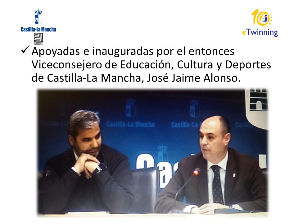 Apoyadas e inauguradas por el entonces Viceconsejero de Educación, Cultura y Deportes de Castilla-La Mancha, José Jaime Alonso.