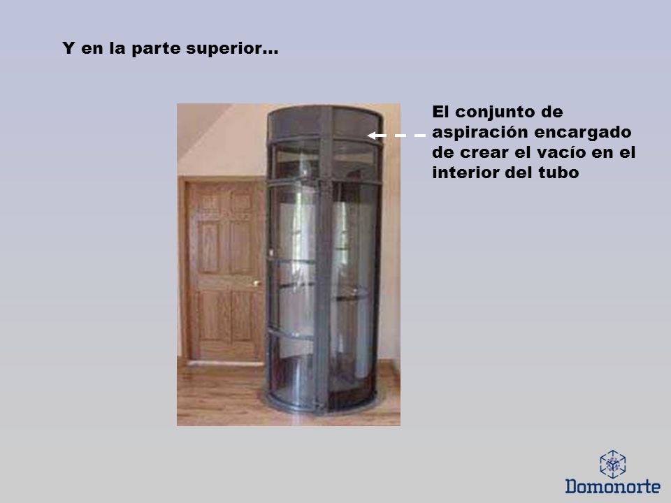 Y en la parte superior… El conjunto de aspiración encargado de crear el vacío en el interior del tubo.