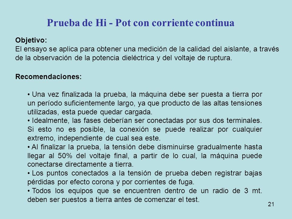 Prueba de Hi - Pot con corriente continua