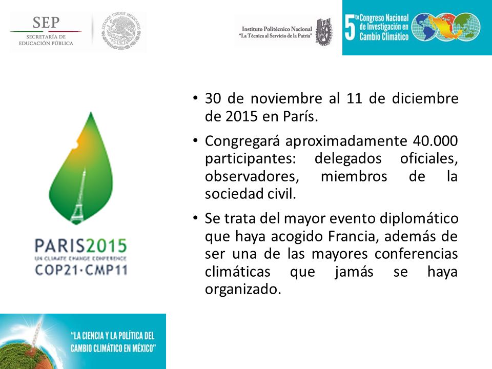 30 de noviembre al 11 de diciembre de 2015 en París.