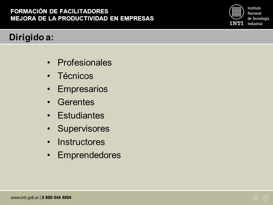 FORMACIÓN DE FACILITADORES MEJORA DE LA PRODUCTIVIDAD EN EMPRESAS