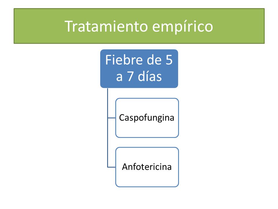 Tratamiento empírico Fiebre de 5 a 7 días Caspofungina Anfotericina