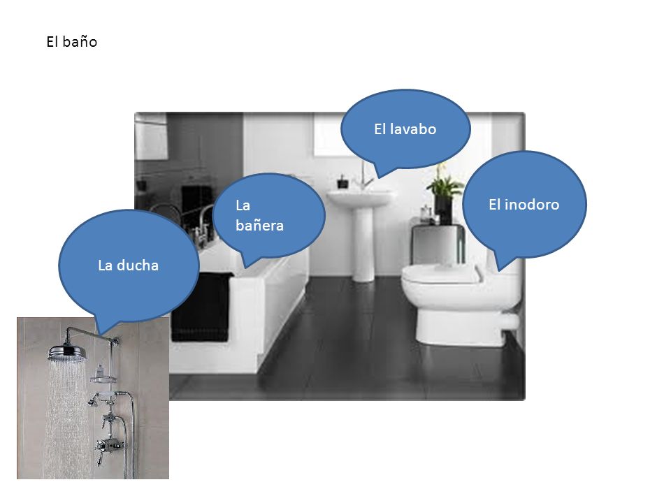 El baño En el baño hay… El baño El lavabo El inodoro La bañera