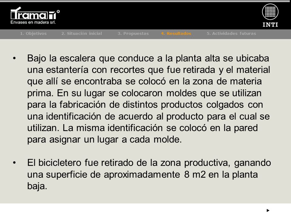 1. Objetivos. 2. Situación inicial 3. Propuestas 4. Resultados 5