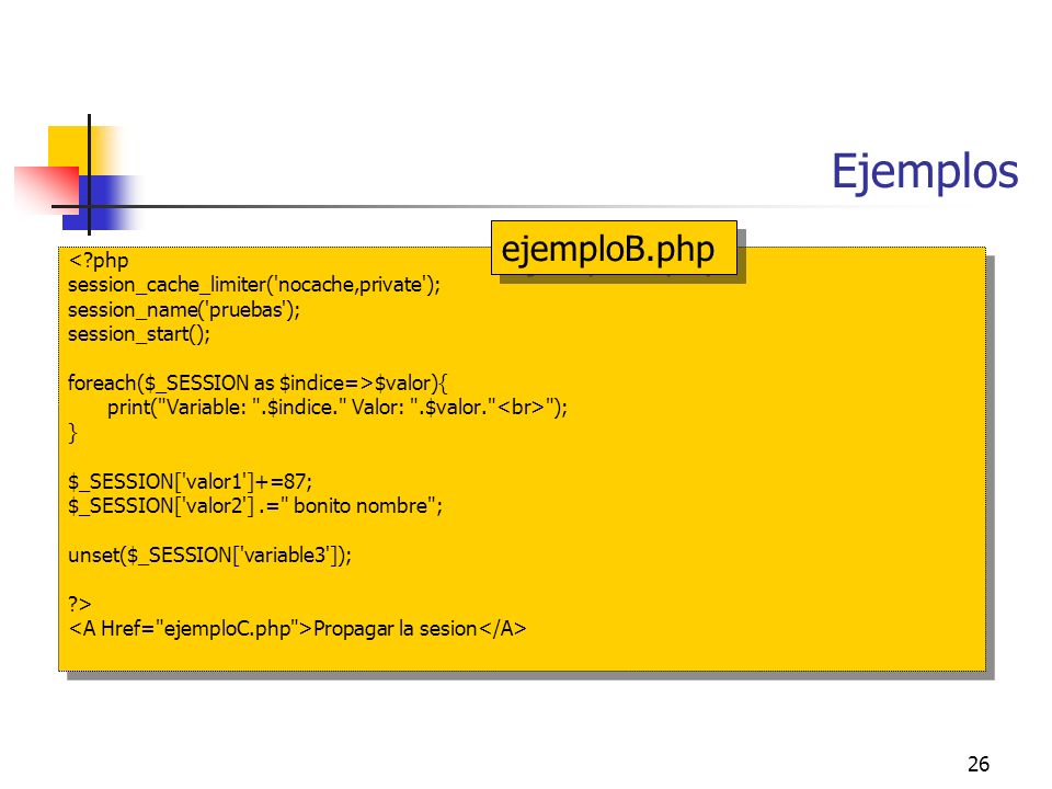 Ejemplos ejemploB.php < php