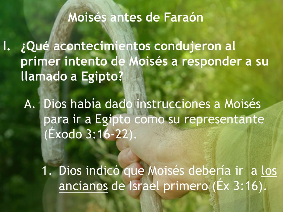 Moisés antes de Faraón I. ¿Qué acontecimientos condujeron al primer intento de Moisés a responder a su llamado a Egipto